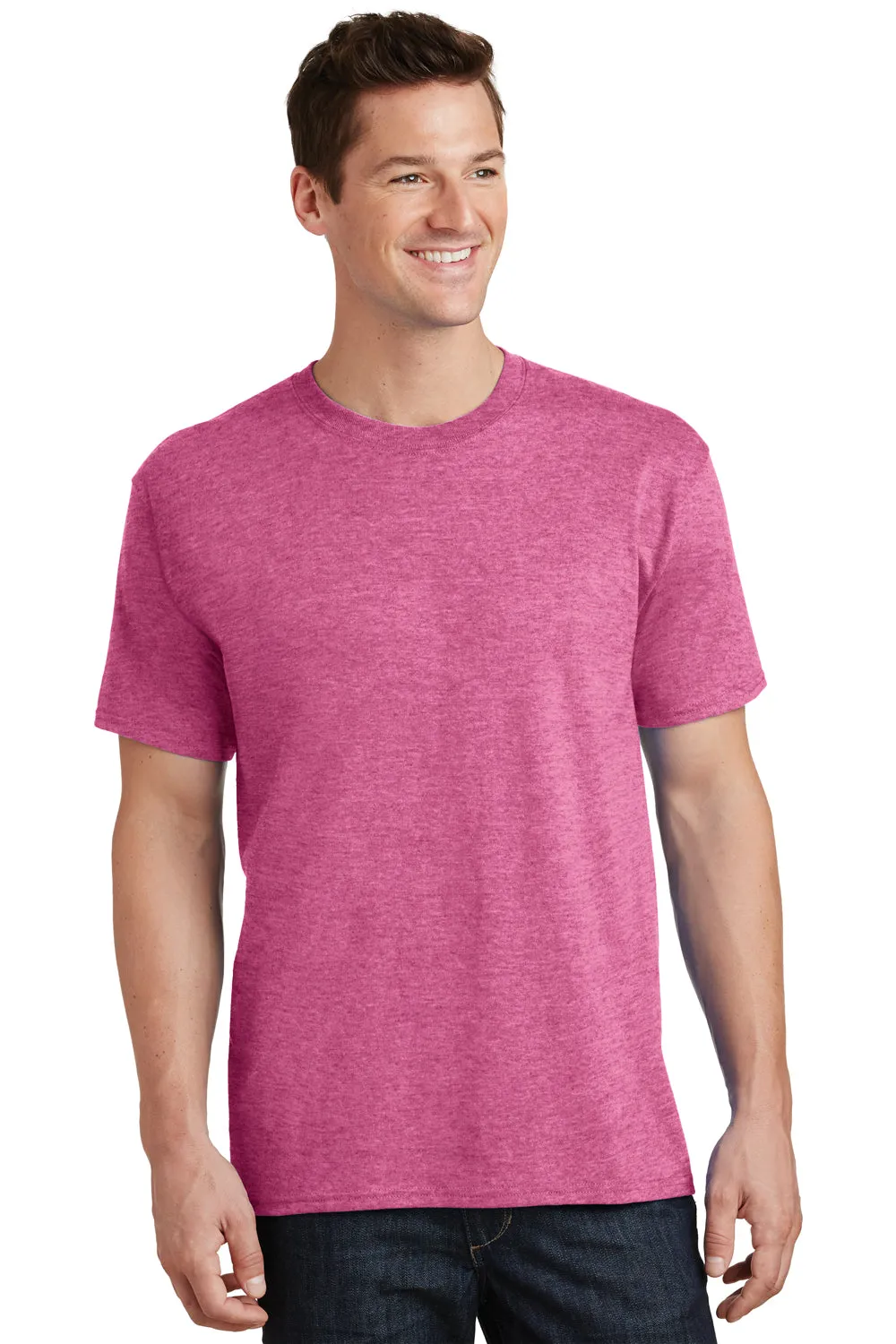 Port & Company Mens Core Short Sleeve Crewneck T-Shirt - Heather Sangria Pink  Buy the latest Clothing Port-Company
