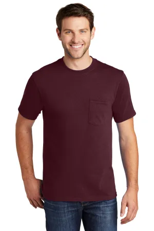 Port & Company Mens Core Short Sleeve Crewneck T-Shirt w/ Pocket - Athletic Maroon  Buy the latest Clothing Port-Company