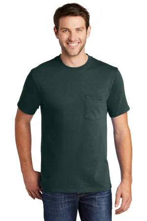 Port & Company Mens Core Short Sleeve Crewneck T-Shirt w/ Pocket - Dark Green  Buy the latest Clothing Port-Company