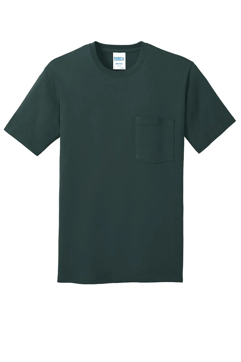 Port & Company Mens Core Short Sleeve Crewneck T-Shirt w/ Pocket - Dark Green  Buy the latest Clothing Port-Company