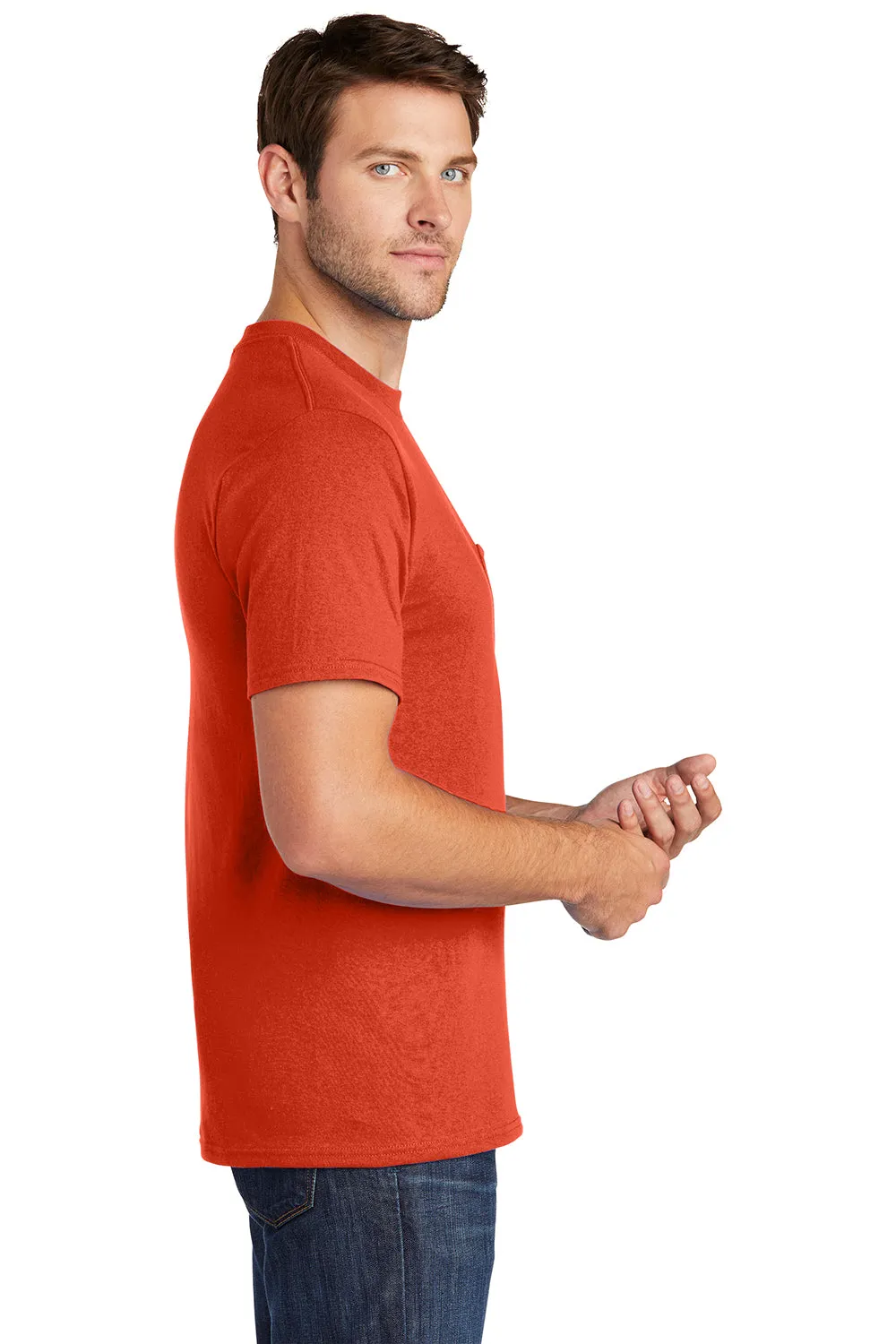 Port & Company Mens Core Short Sleeve Crewneck T-Shirt w/ Pocket - Orange  Buy the latest Clothing Port-Company