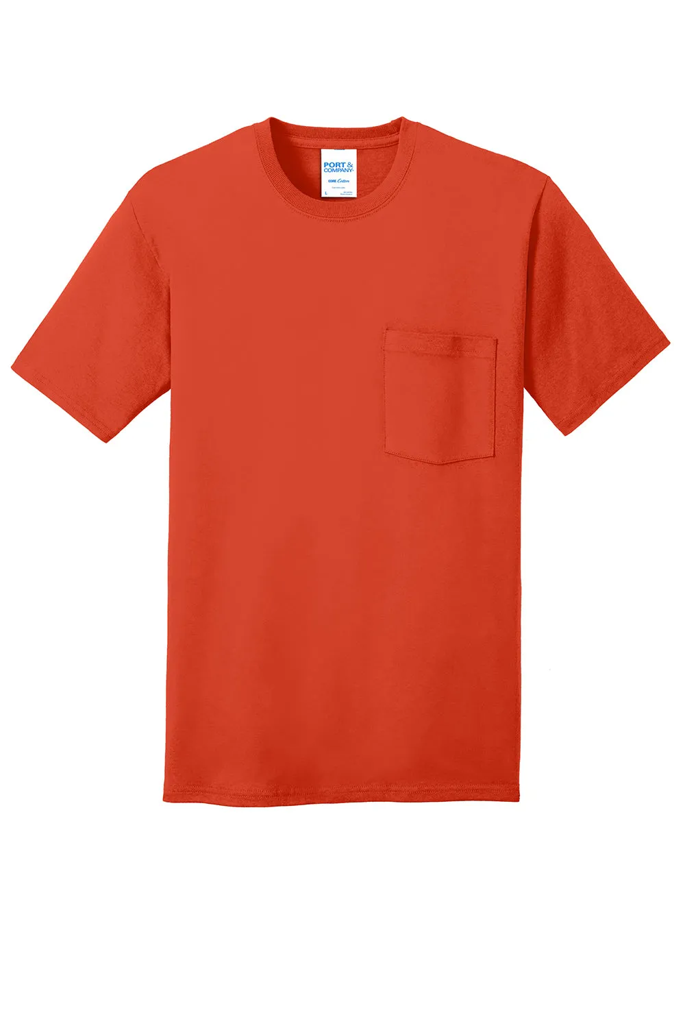 Port & Company Mens Core Short Sleeve Crewneck T-Shirt w/ Pocket - Orange  Buy the latest Clothing Port-Company