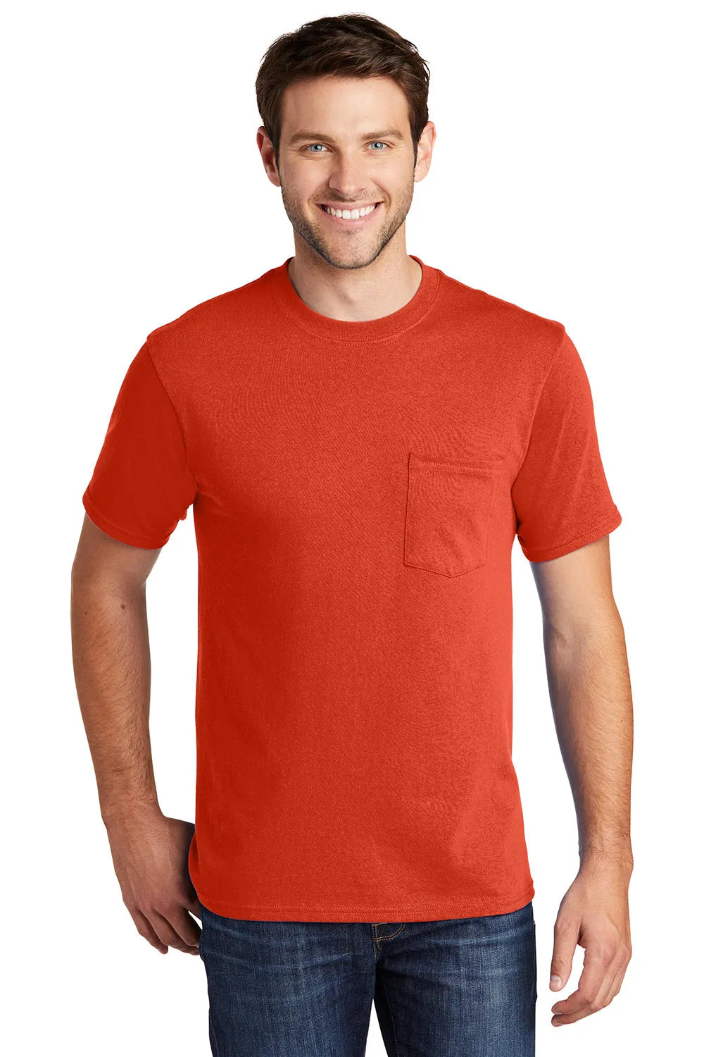 Port & Company Mens Core Short Sleeve Crewneck T-Shirt w/ Pocket - Orange  Buy the latest Clothing Port-Company