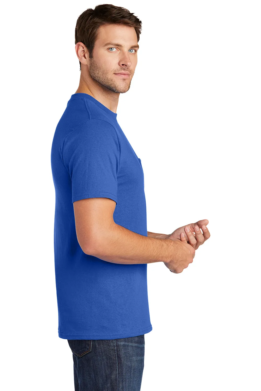 Port & Company Mens Core Short Sleeve Crewneck T-Shirt w/ Pocket - Royal Blue  Buy the latest Clothing Port-Company