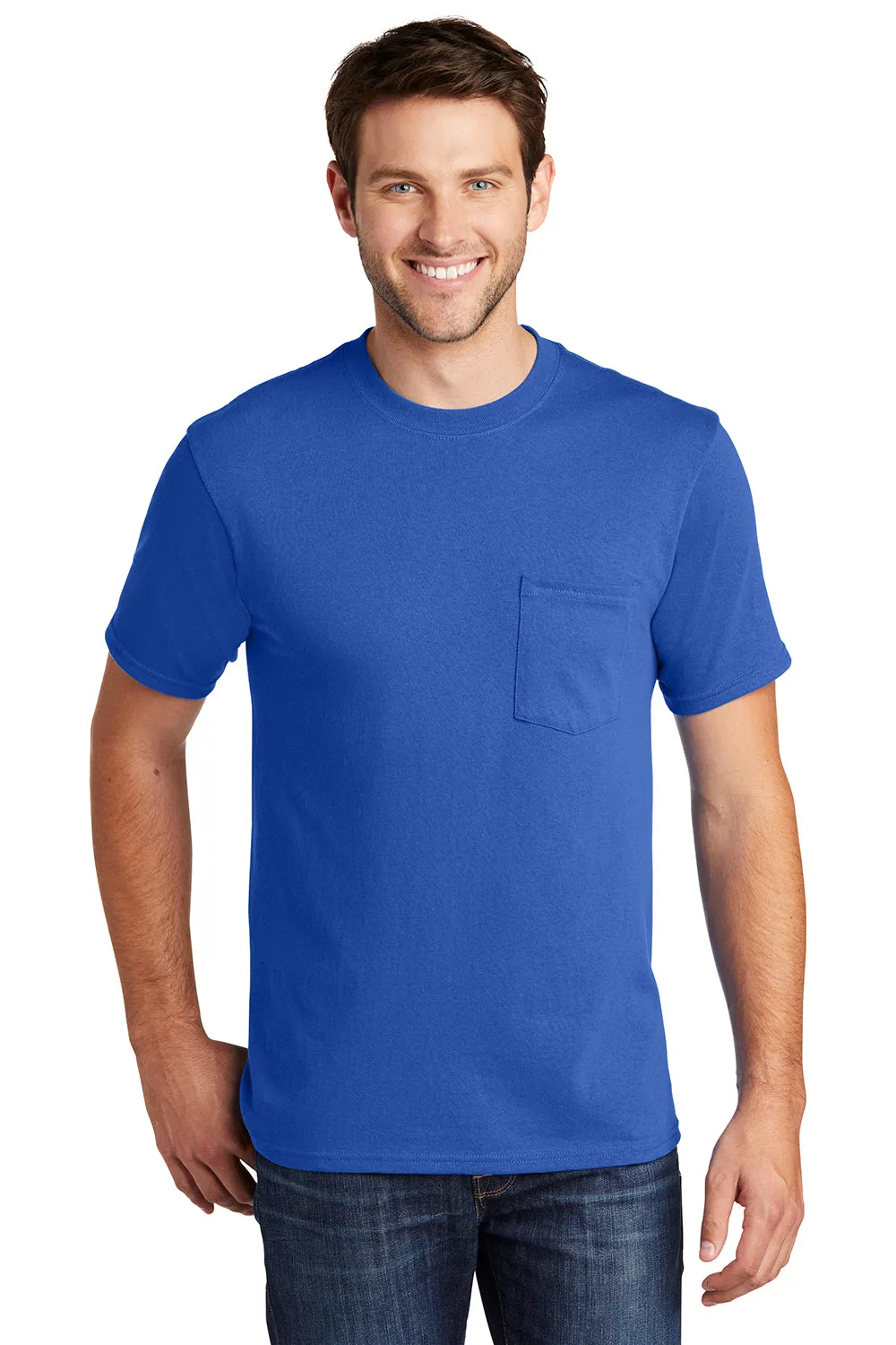 Port & Company Mens Core Short Sleeve Crewneck T-Shirt w/ Pocket - Royal Blue  Buy the latest Clothing Port-Company
