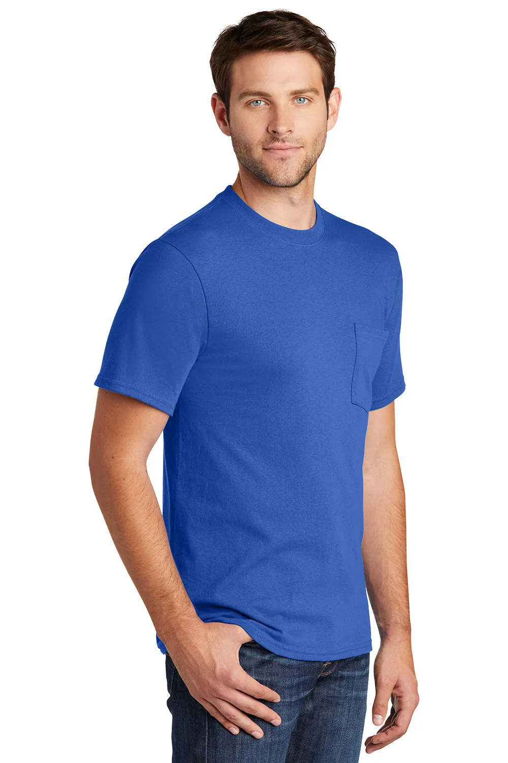 Port & Company Mens Core Short Sleeve Crewneck T-Shirt w/ Pocket - Royal Blue  Buy the latest Clothing Port-Company