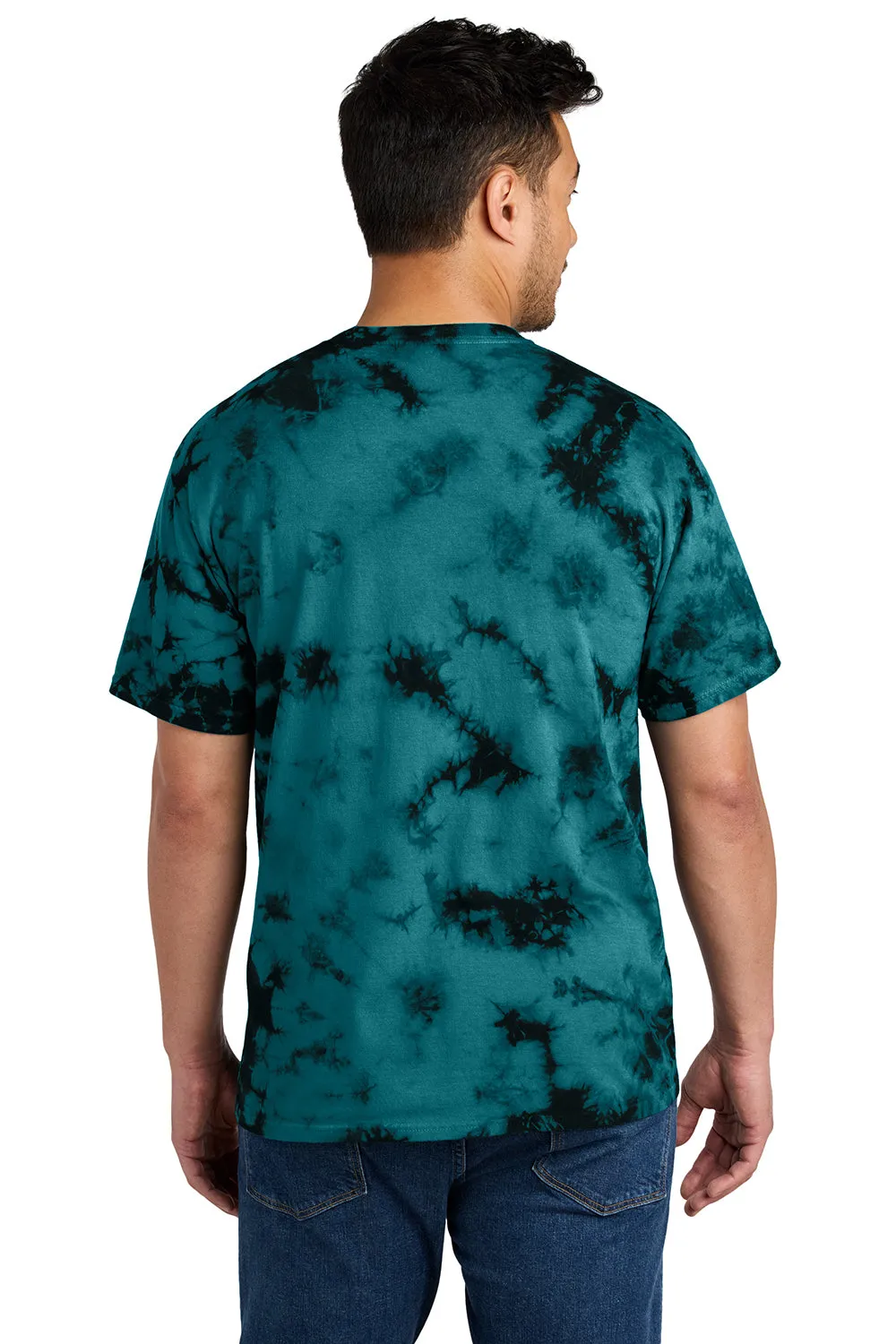 Port & Company Mens Crystal Tie-Dye Short Sleeve Crewneck T-Shirt - Black/Teal  Buy the latest Clothing Port-Company