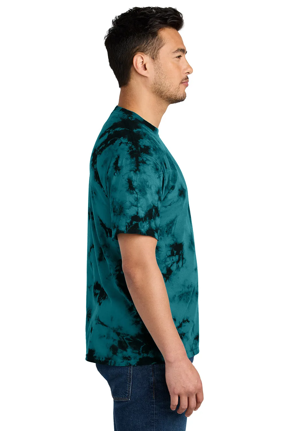 Port & Company Mens Crystal Tie-Dye Short Sleeve Crewneck T-Shirt - Black/Teal  Buy the latest Clothing Port-Company