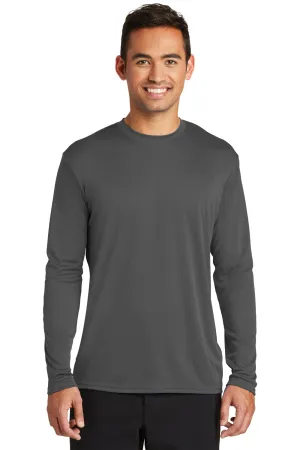 Port & Company Mens Dry Zone Performance Moisture Wicking Long Sleeve Crewneck T-Shirt - Charcoal Grey  Buy the latest Clothing Port-Company