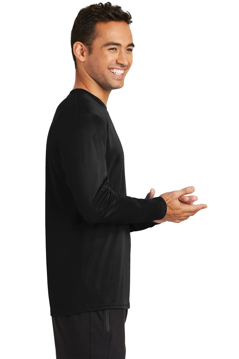 Port & Company Mens Dry Zone Performance Moisture Wicking Long Sleeve Crewneck T-Shirt - Jet Black  Buy the latest Clothing Port-Company