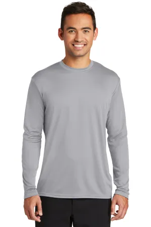 Port & Company Mens Dry Zone Performance Moisture Wicking Long Sleeve Crewneck T-Shirt - Silver Grey  Buy the latest Clothing Port-Company