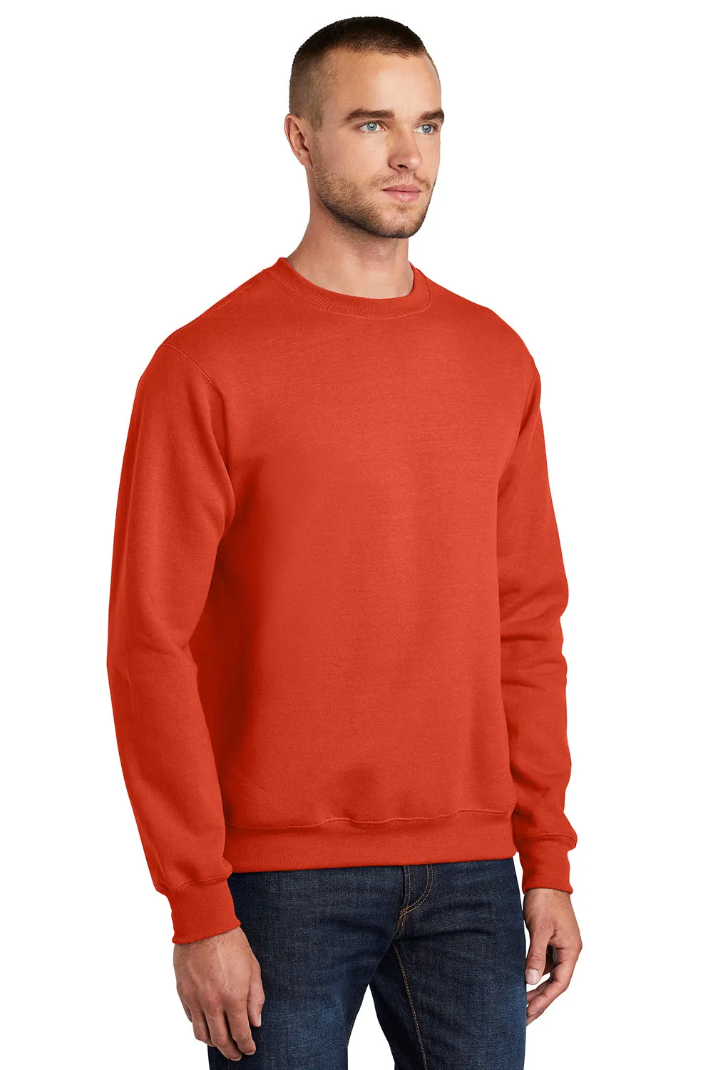 Port & Company Mens Essential Pill Resistant Fleece Crewneck Sweatshirt - Orange  Buy the latest Clothing Port-Company