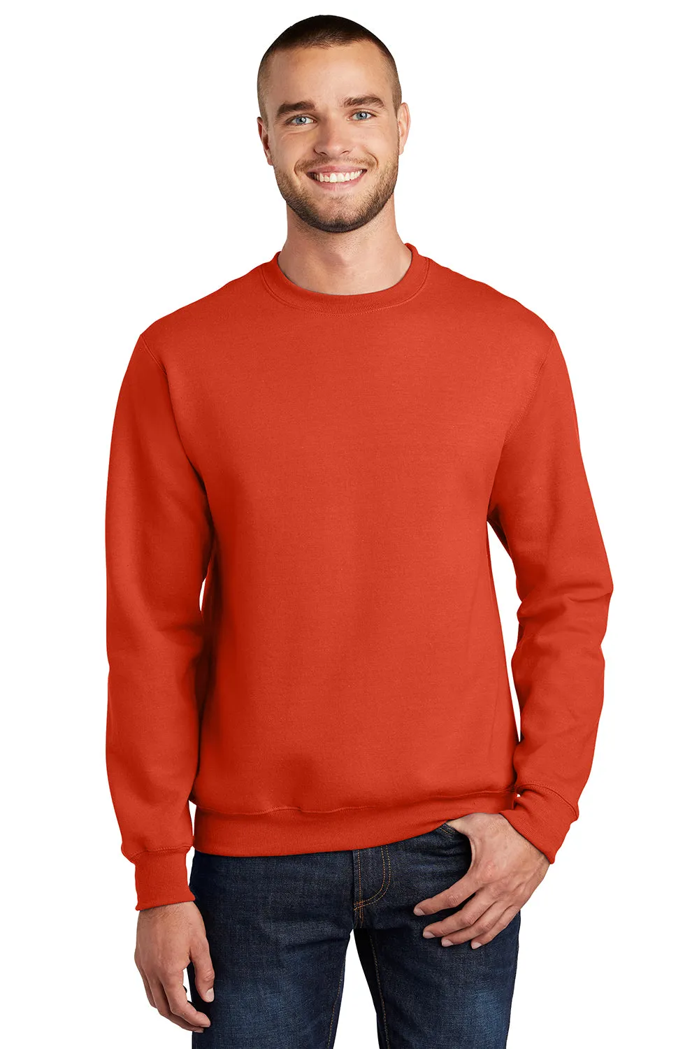 Port & Company Mens Essential Pill Resistant Fleece Crewneck Sweatshirt - Orange  Buy the latest Clothing Port-Company