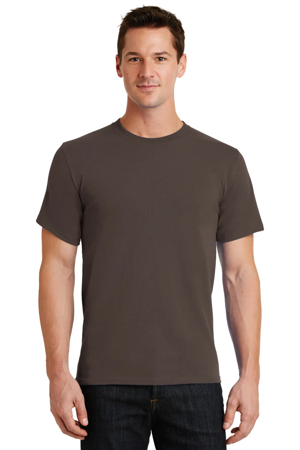 Port & Company Mens Essential Short Sleeve Crewneck T-Shirt - Brown  Buy the latest Clothing Port-Company