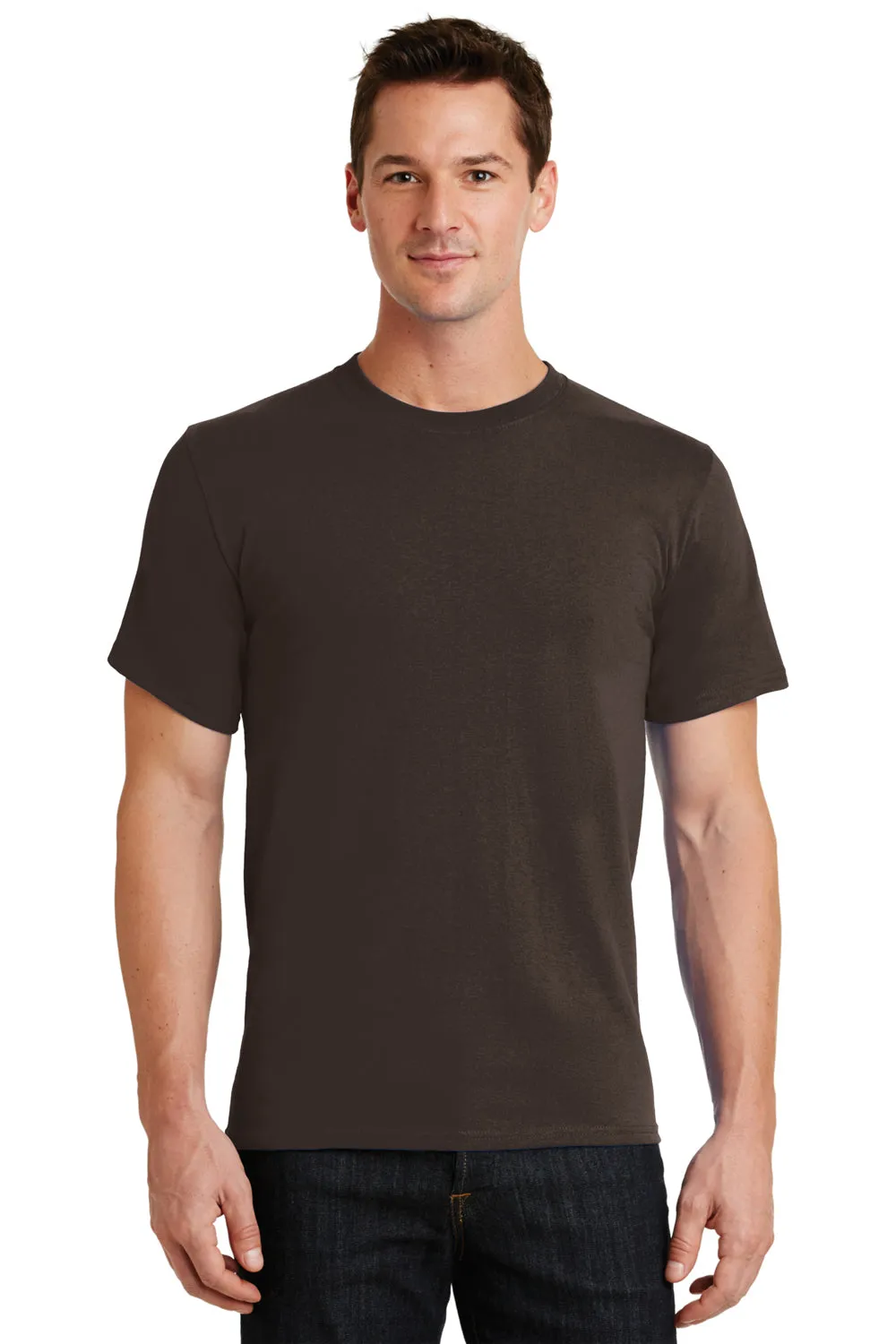 Port & Company Mens Essential Short Sleeve Crewneck T-Shirt - Dark Chocolate Brown  Buy the latest Clothing Port-Company