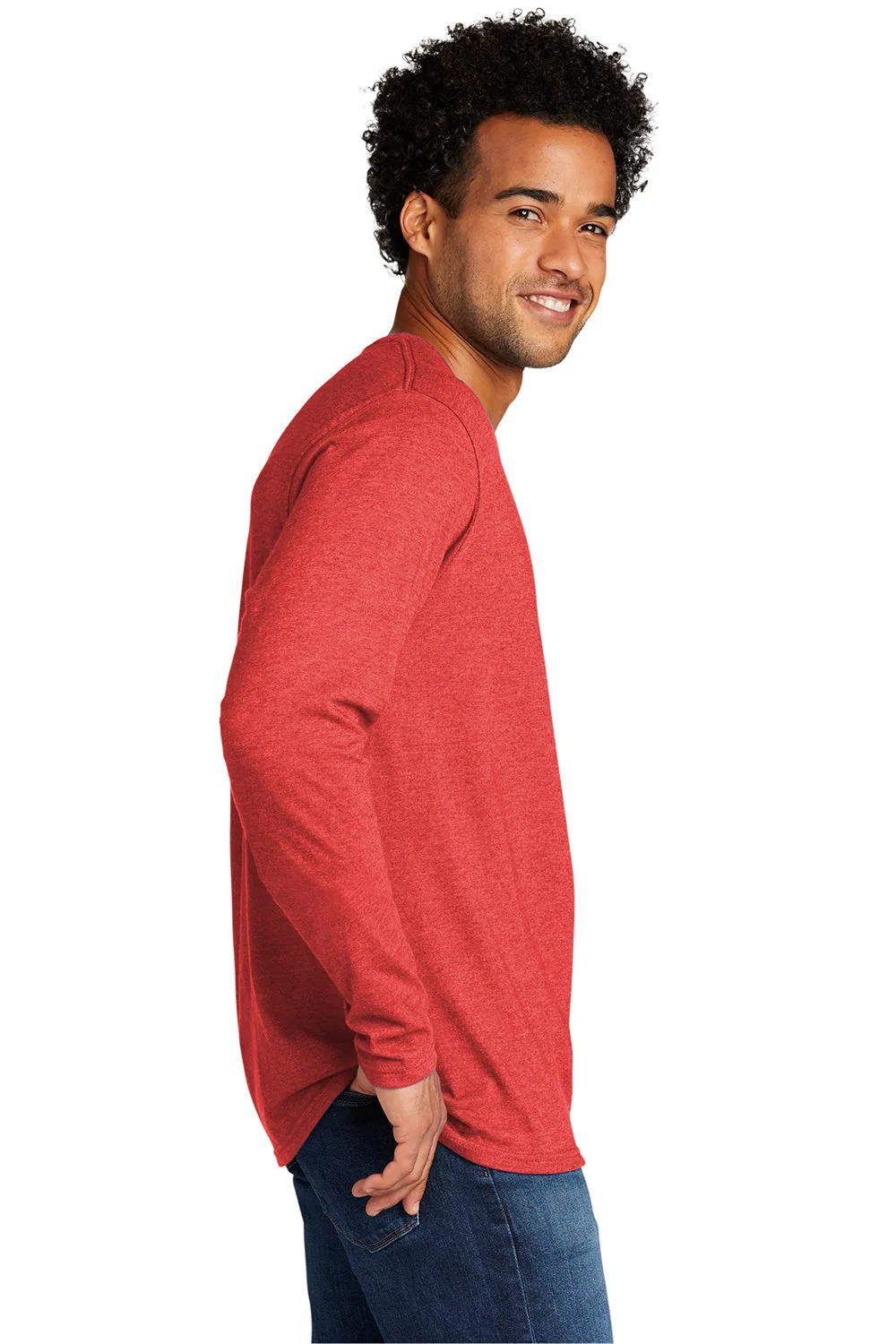 Port & Company Mens Long Sleeve Crewneck T-Shirt - Heather Bright Red  Buy the latest Clothing Port-Company