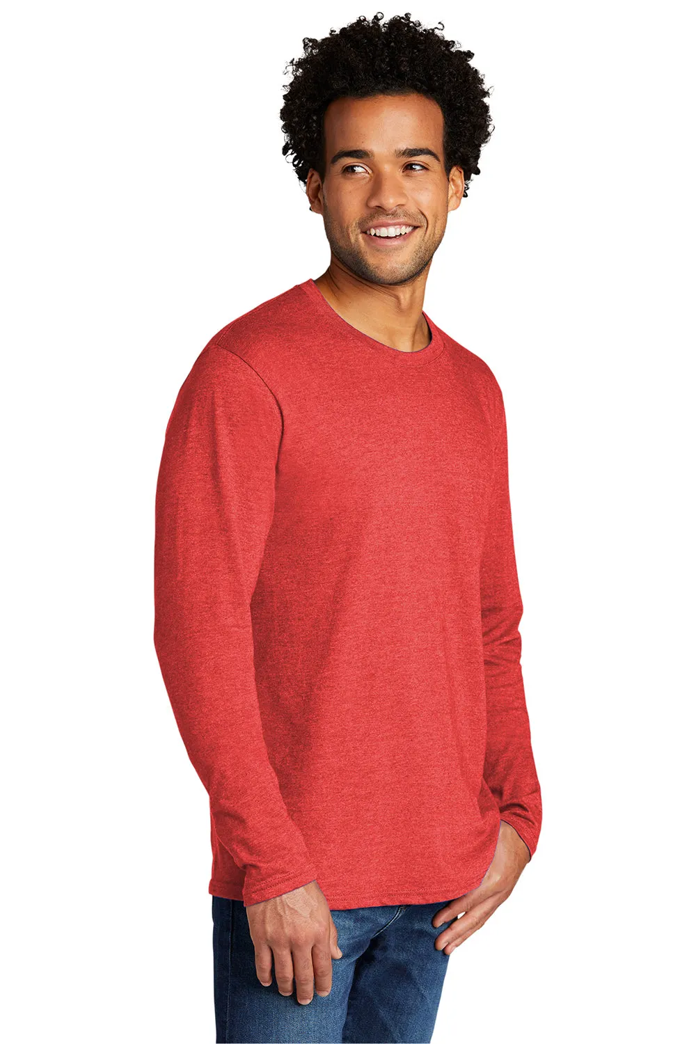 Port & Company Mens Long Sleeve Crewneck T-Shirt - Heather Bright Red  Buy the latest Clothing Port-Company