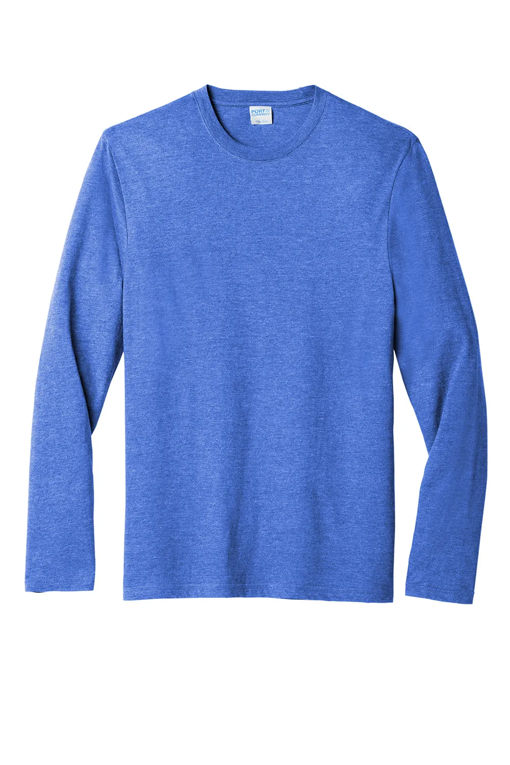 Port & Company Mens Long Sleeve Crewneck T-Shirt - Heather Royal Blue  Buy the latest Clothing Port-Company