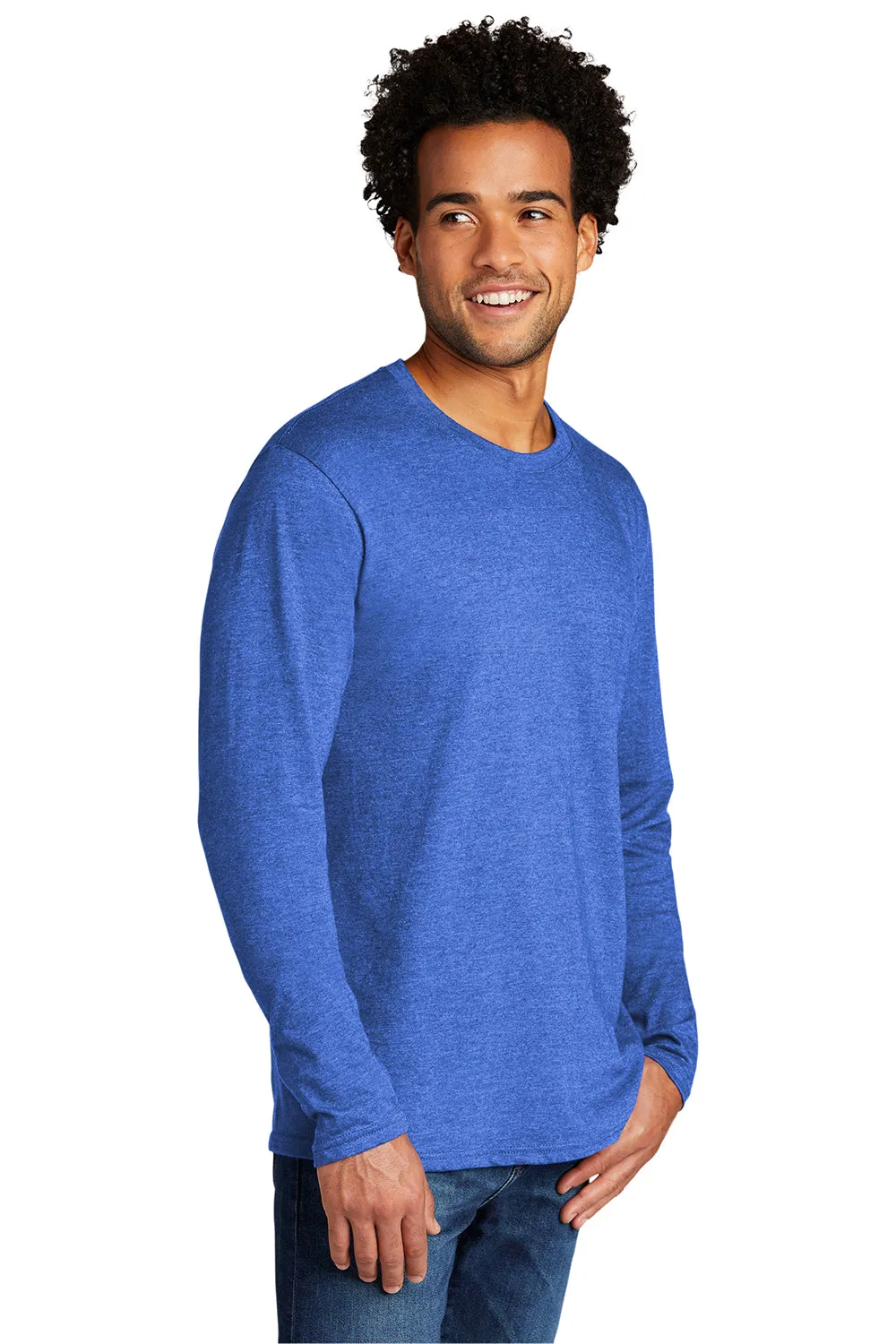 Port & Company Mens Long Sleeve Crewneck T-Shirt - Heather Royal Blue  Buy the latest Clothing Port-Company