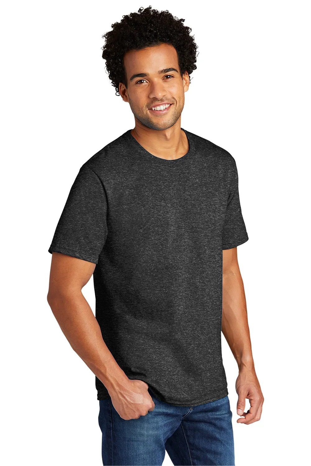 Port & Company Mens Short Sleeve Crewneck T-Shirt - Heather Black  Buy the latest Clothing Port-Company