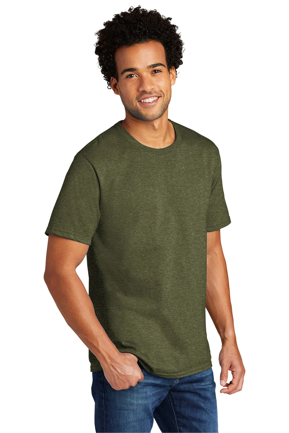 Port & Company Mens Short Sleeve Crewneck T-Shirt - Heather Military Green  Buy the latest Clothing Port-Company