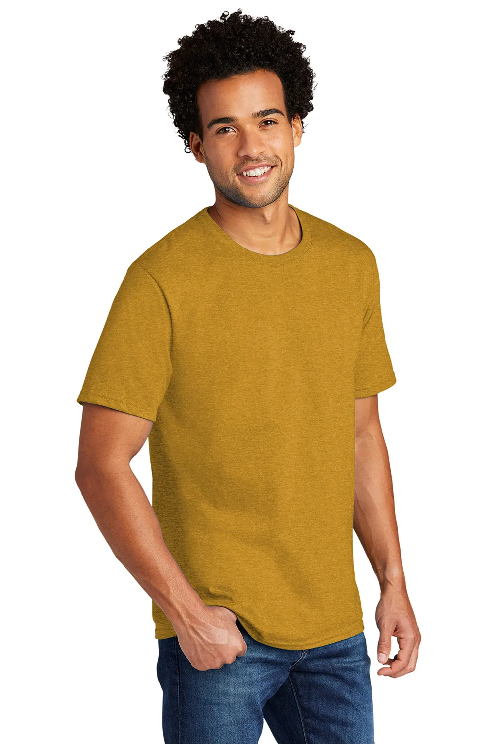Port & Company Mens Short Sleeve Crewneck T-Shirt - Heather Ochre Yellow  Buy the latest Clothing Port-Company