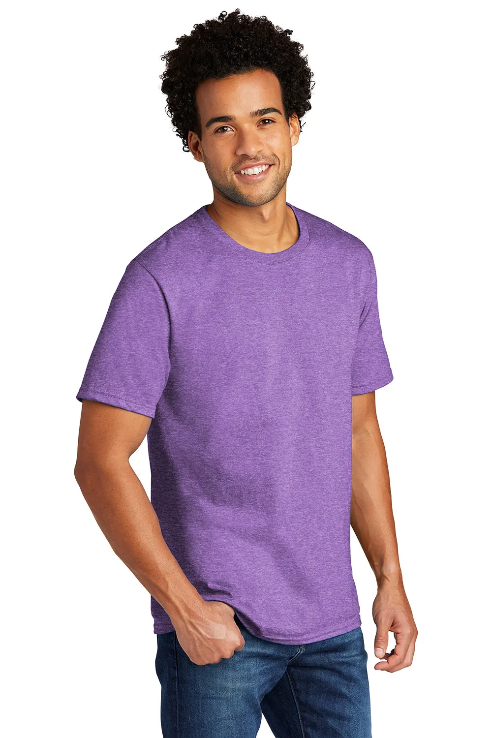 Port & Company Mens Short Sleeve Crewneck T-Shirt - Heather Team Purple  Buy the latest Clothing Port-Company