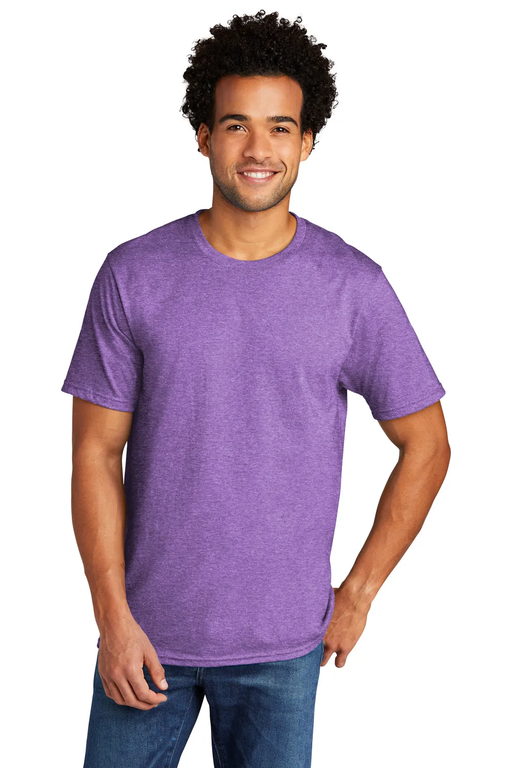 Port & Company Mens Short Sleeve Crewneck T-Shirt - Heather Team Purple  Buy the latest Clothing Port-Company