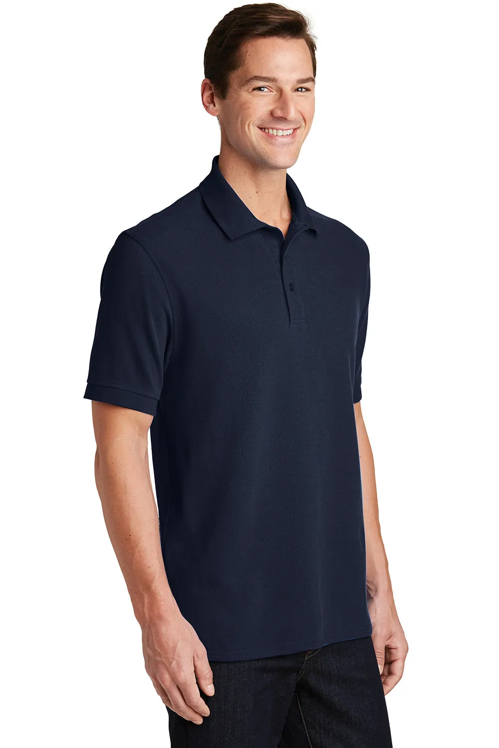 Port & Company Mens Stain Resistant Short Sleeve Polo Shirt - Deep Navy Blue  Buy the latest Clothing Port-Company