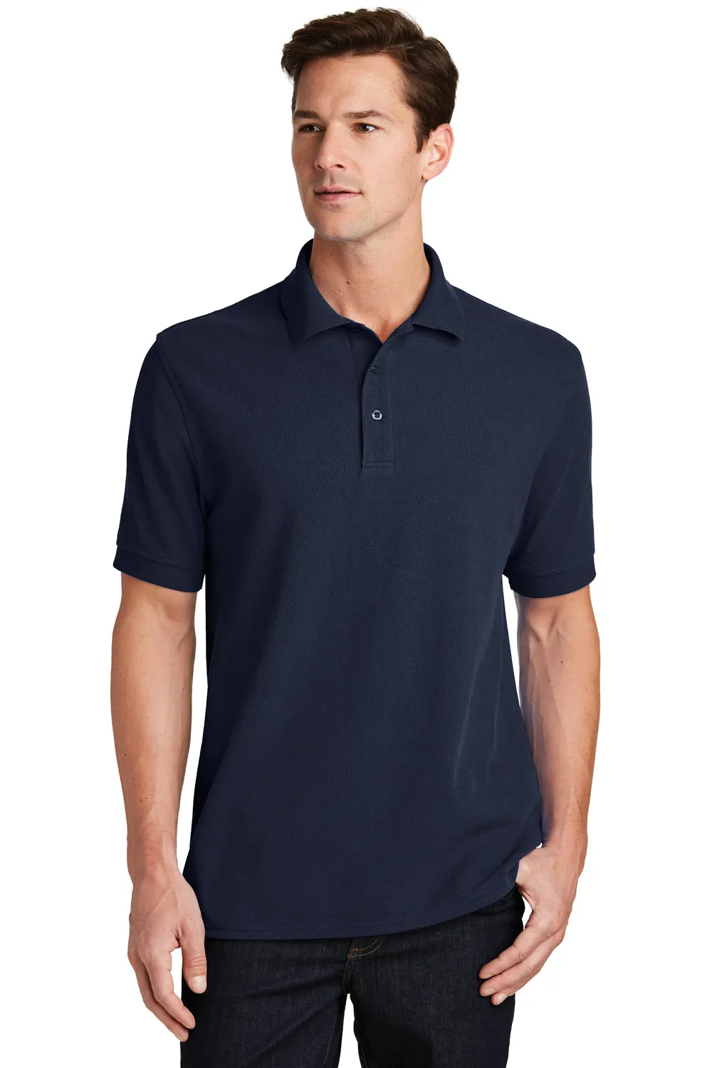 Port & Company Mens Stain Resistant Short Sleeve Polo Shirt - Deep Navy Blue  Buy the latest Clothing Port-Company