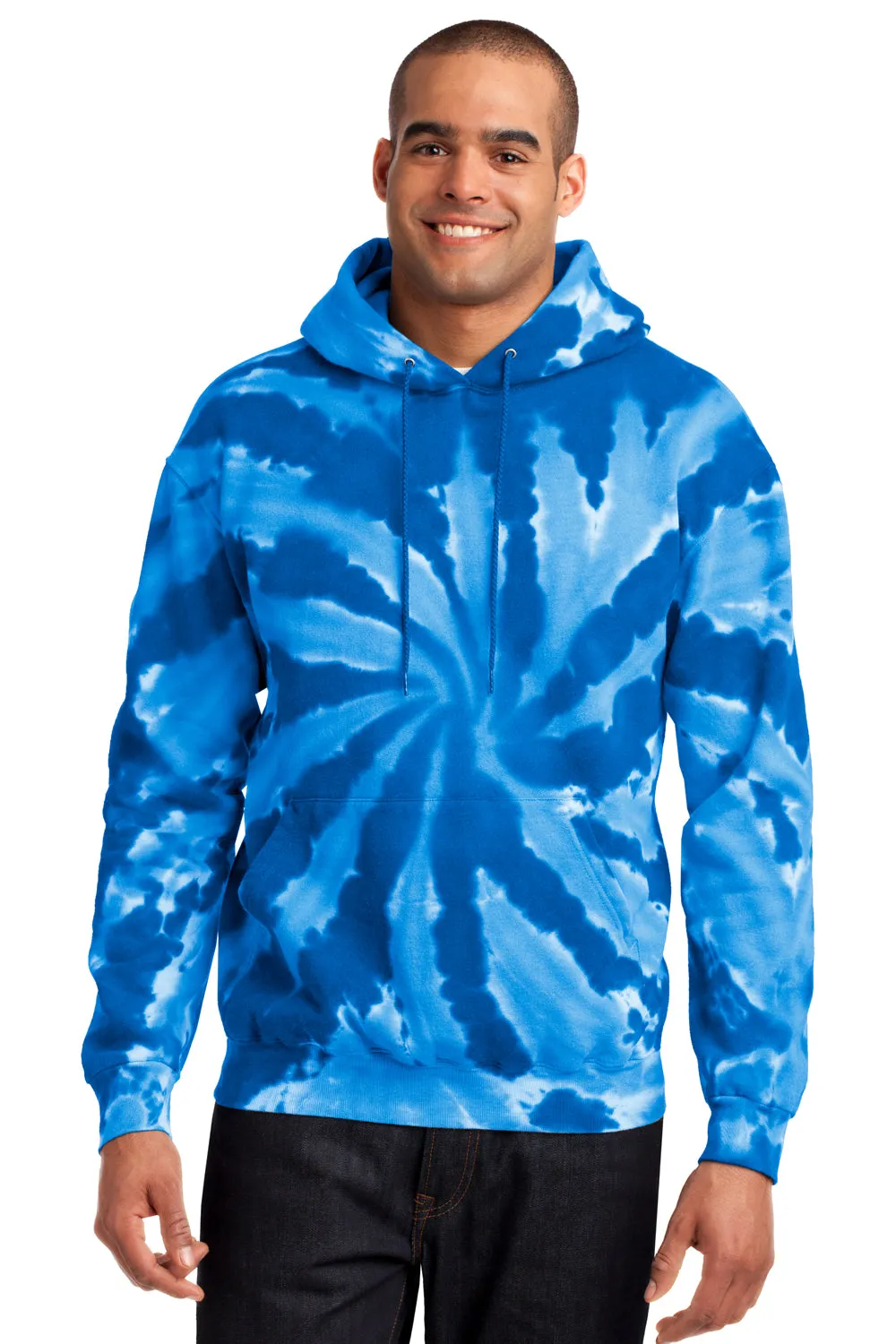 Port & Company Mens Tie-Dye Fleece Hooded Sweatshirt Hoodie w/ Pouch Pocket - Royal Blue  Buy the latest Clothing Port-Company