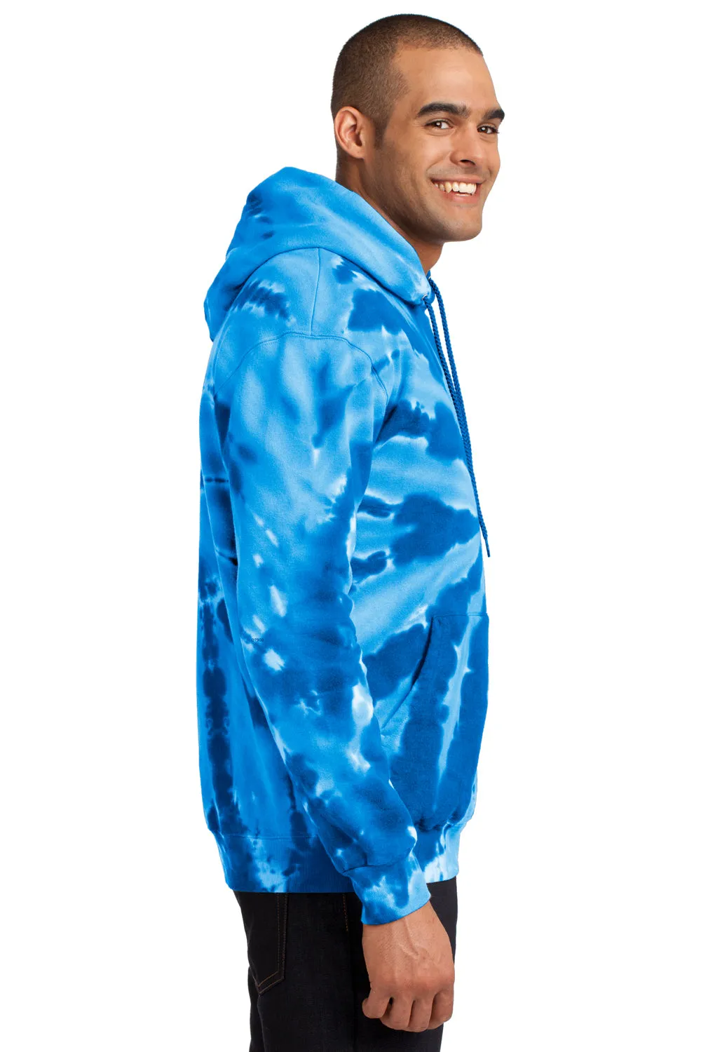 Port & Company Mens Tie-Dye Fleece Hooded Sweatshirt Hoodie w/ Pouch Pocket - Royal Blue  Buy the latest Clothing Port-Company