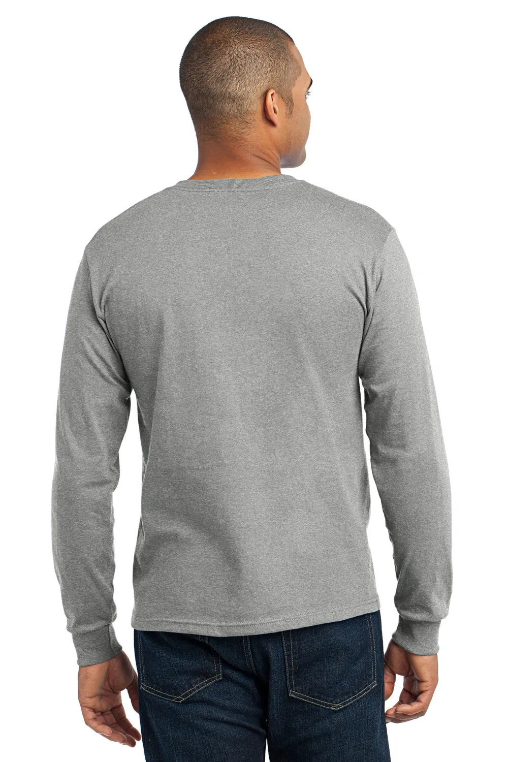Port & Company Mens USA Made Long Sleeve Crewneck T-Shirt - Heather Grey - Closeout  Buy the latest Clothing Port-Company