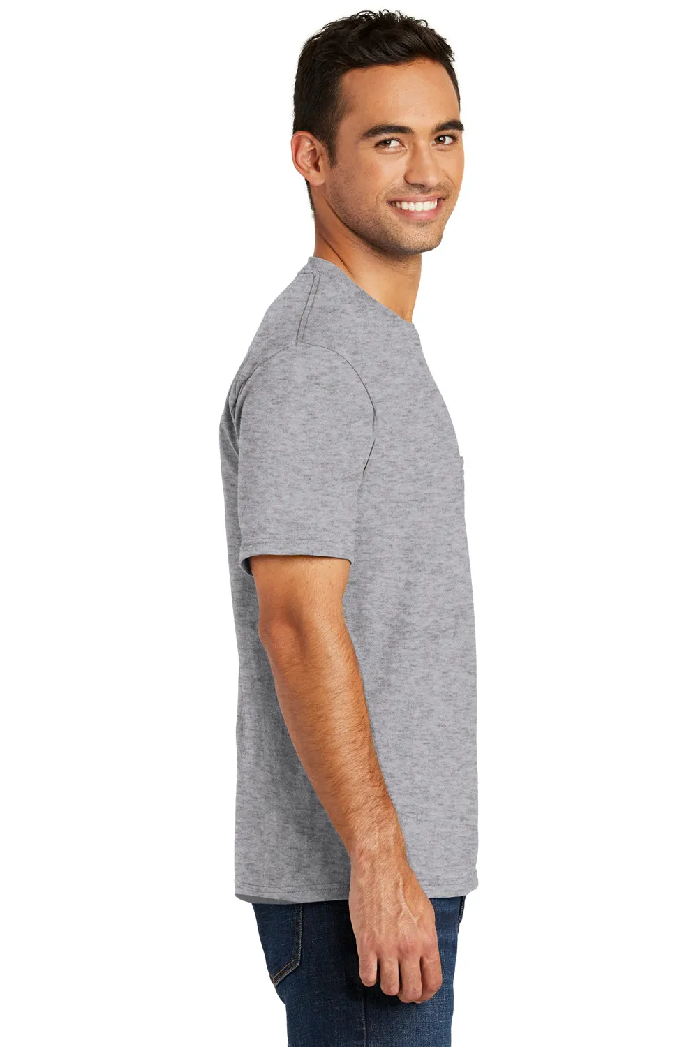 Port & Company Mens USA Made Short Sleeve Crewneck T-Shirt w/ Pocket - Heather Grey - Closeout  Buy the latest Clothing Port-Company