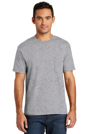 Port & Company Mens USA Made Short Sleeve Crewneck T-Shirt w/ Pocket - Heather Grey - Closeout  Buy the latest Clothing Port-Company