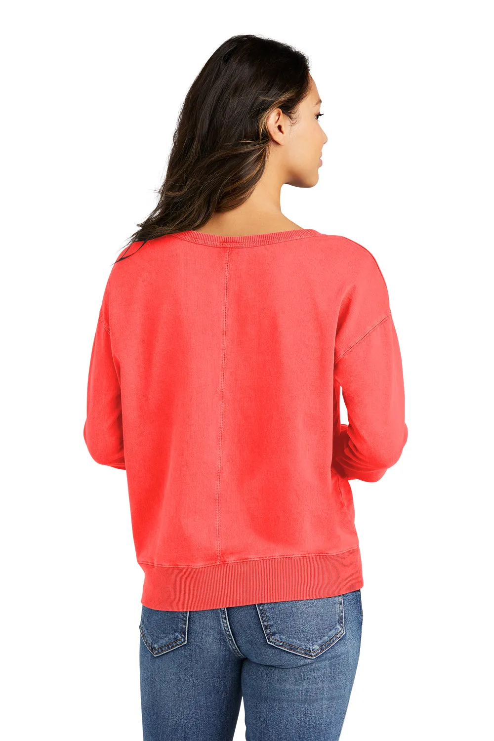 Port & Company Womens Beach Wash Garment Dyed V-Neck Sweatshirt - Poppy Red  Buy the latest Clothing Port-Company