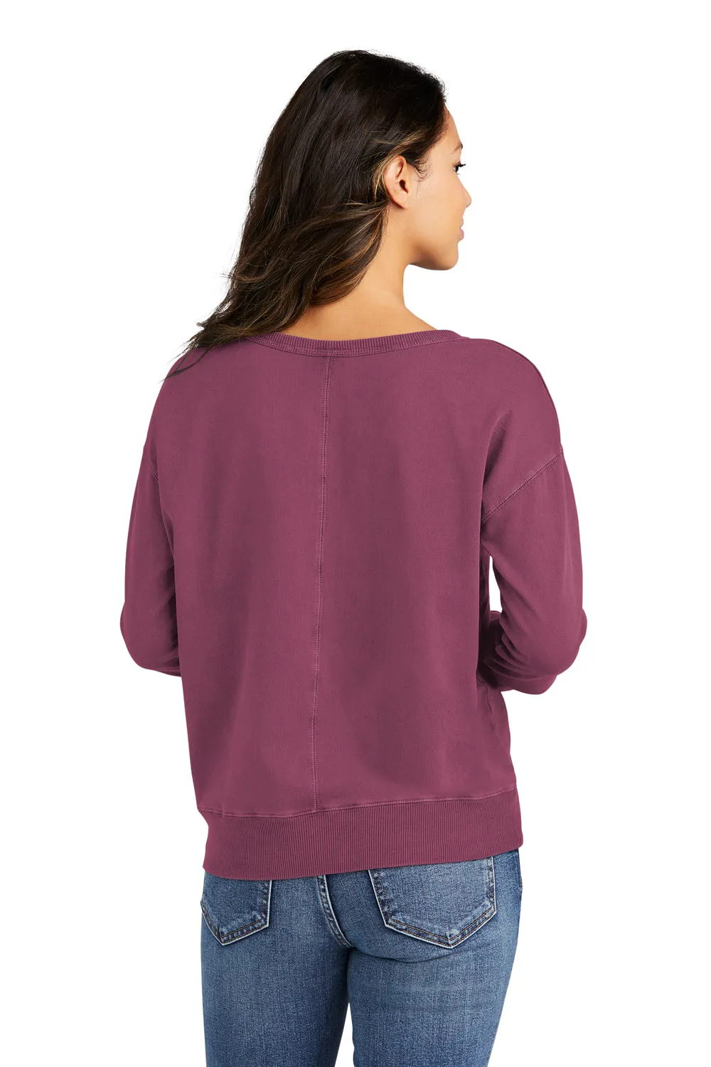 Port & Company Womens Beach Wash Garment Dyed V-Neck Sweatshirt - Vintage Raspberry  Buy the latest Clothing Port-Company