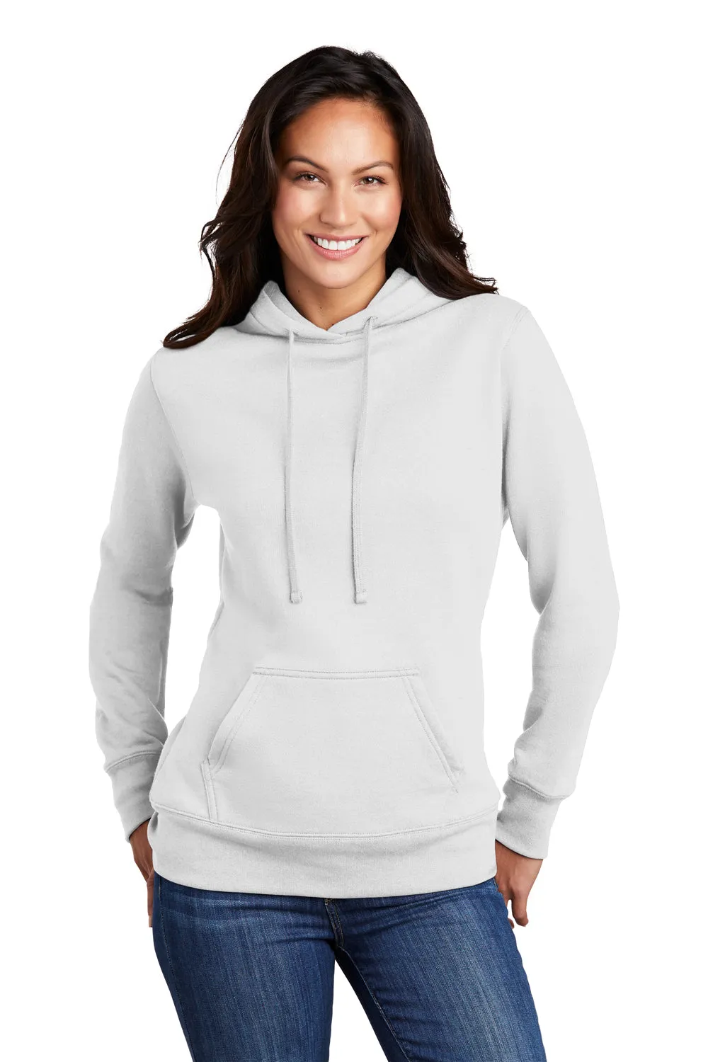 Port & Company Womens Core Fleece Hooded Sweatshirt Hoodie w/ Pouch Pocket - White  Buy the latest Clothing Port-Company