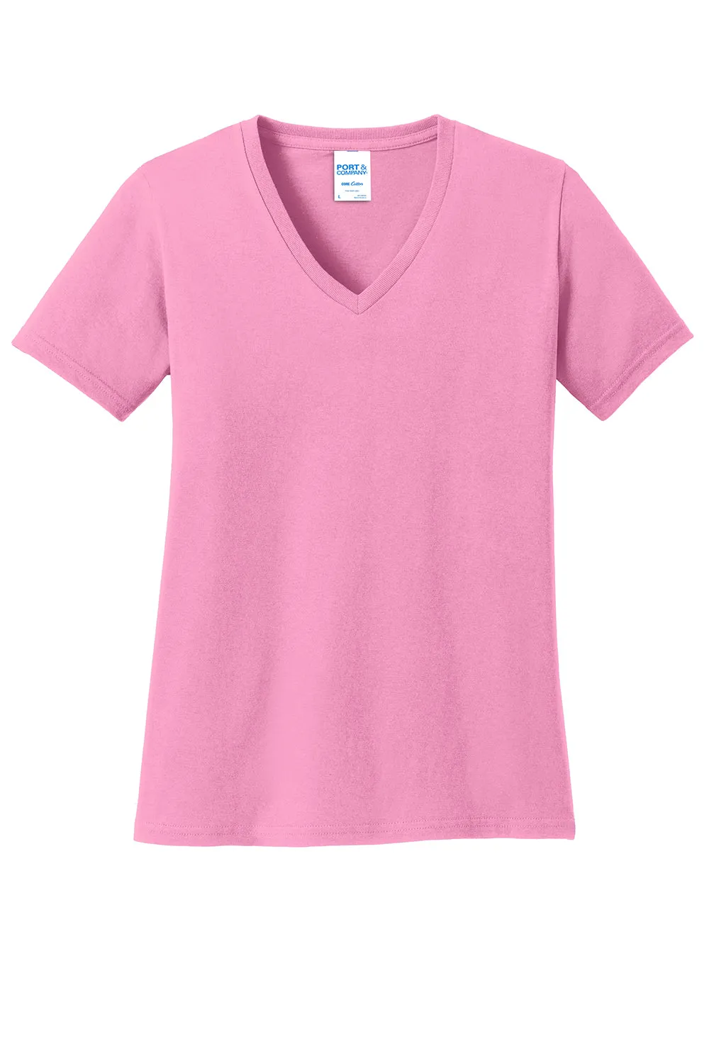 Port & Company Womens Core Short Sleeve V-Neck T-Shirt - Candy Pink  Buy the latest Clothing Port-Company
