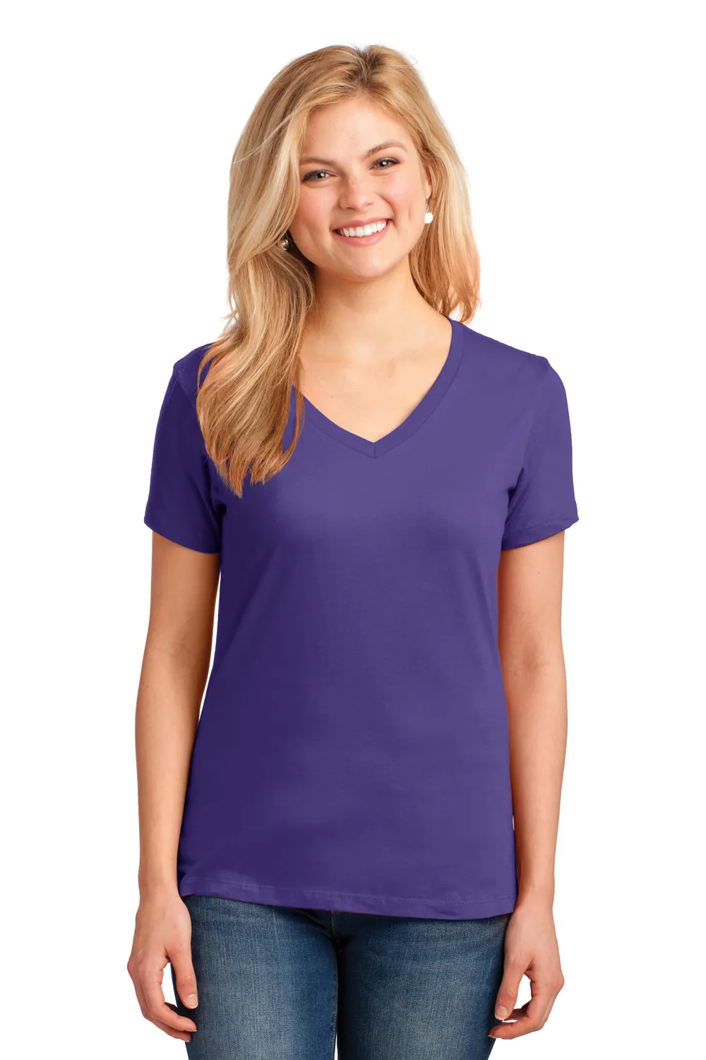 Port & Company Womens Core Short Sleeve V-Neck T-Shirt - Purple  Buy the latest Clothing Port-Company