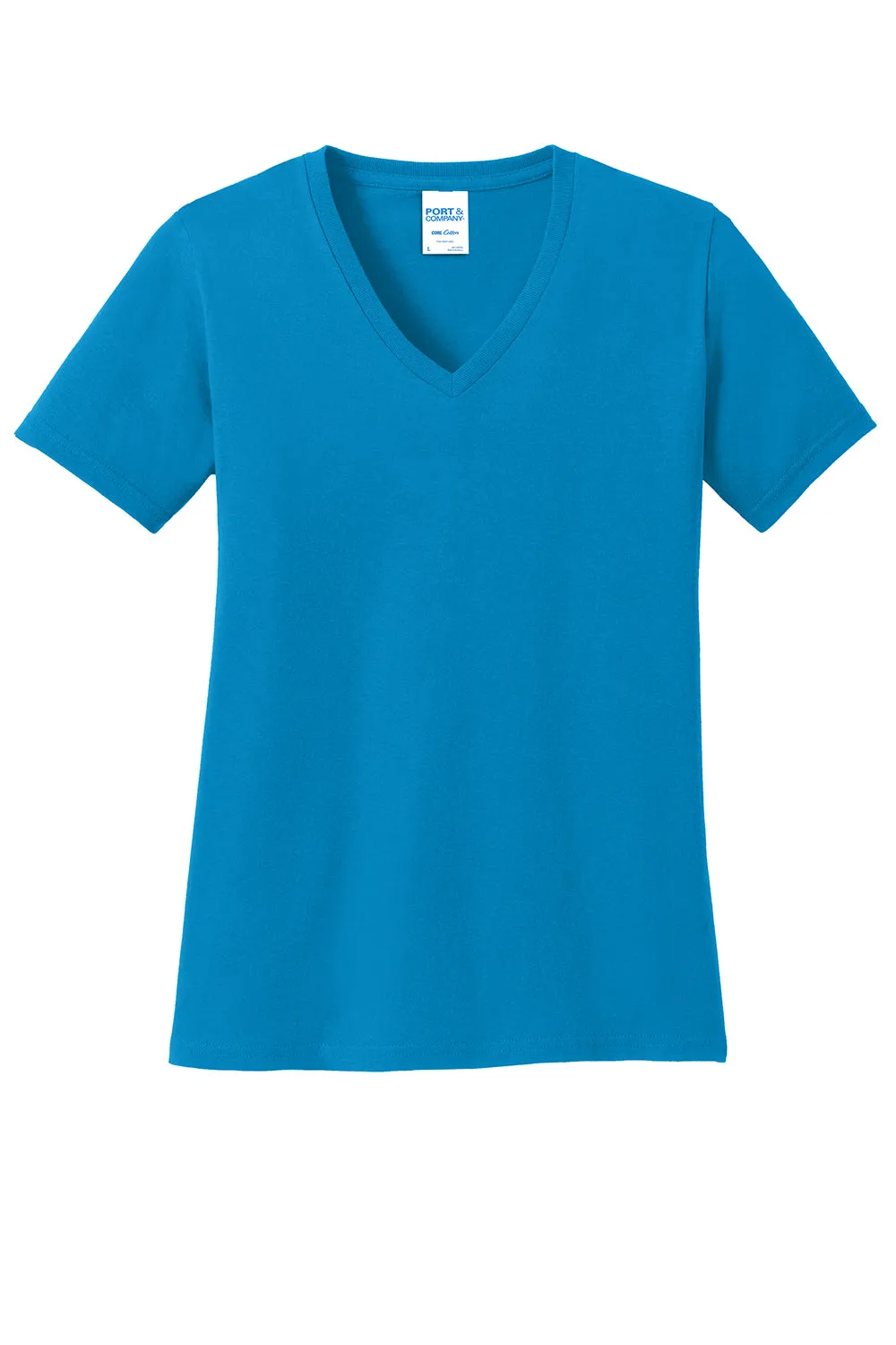 Port & Company Womens Core Short Sleeve V-Neck T-Shirt - Sapphire Blue  Buy the latest Clothing Port-Company