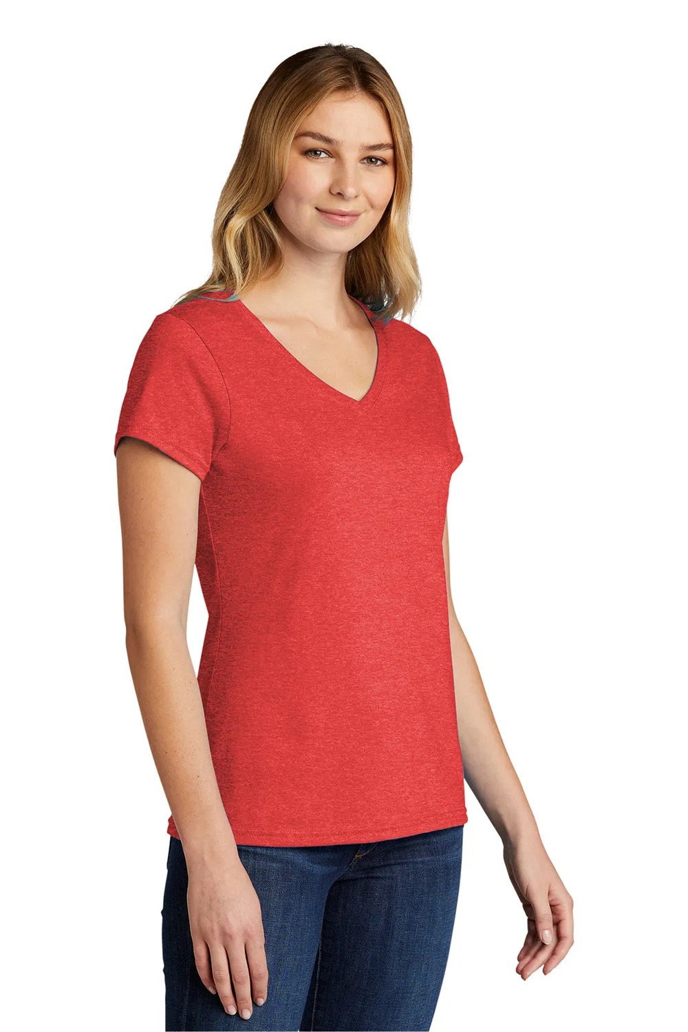 Port & Company Womens Short Sleeve V-Neck T-Shirt - Heather Bright Red  Buy the latest Clothing Port-Company