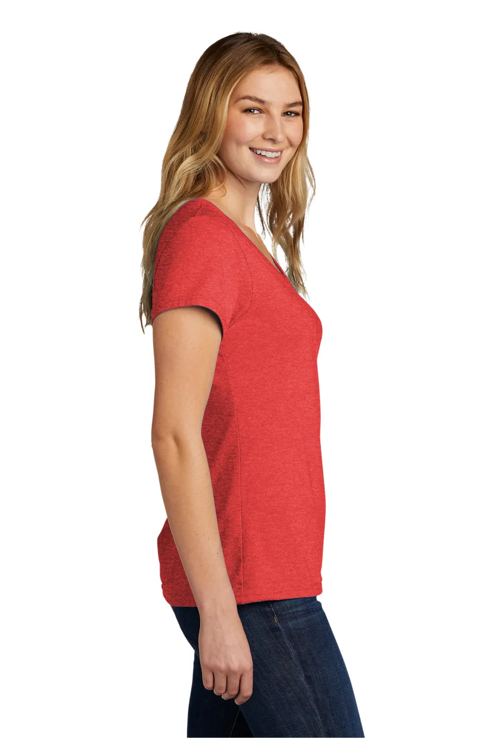 Port & Company Womens Short Sleeve V-Neck T-Shirt - Heather Bright Red  Buy the latest Clothing Port-Company