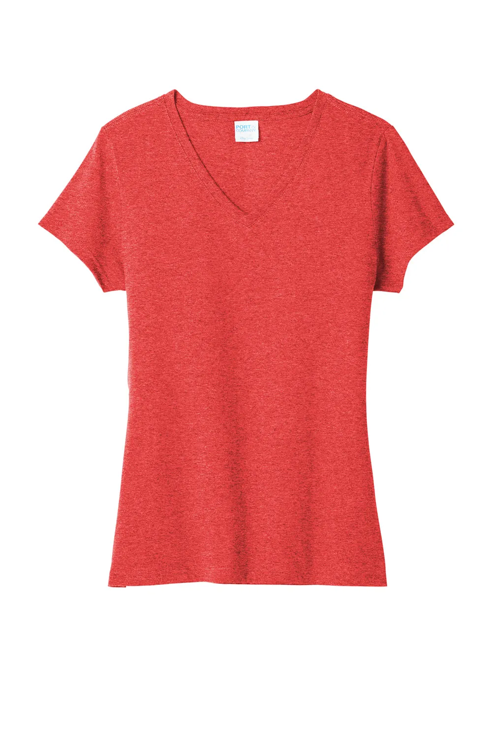 Port & Company Womens Short Sleeve V-Neck T-Shirt - Heather Bright Red  Buy the latest Clothing Port-Company