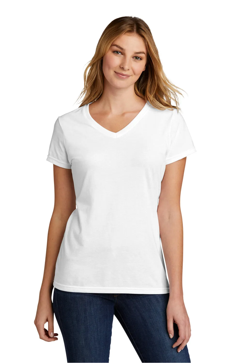 Port & Company Womens Short Sleeve V-Neck T-Shirt - White  Buy the latest Clothing Port-Company