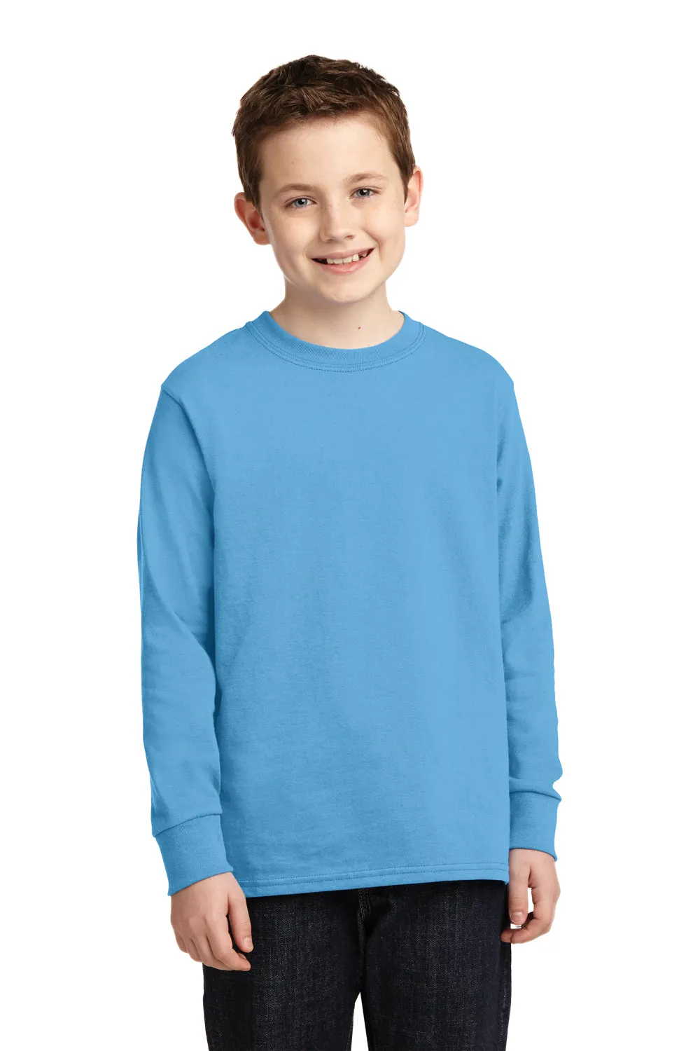 Port & Company Youth Core Long Sleeve Crewneck T-Shirt - Aquatic Blue  Buy the latest Clothing Port-Company