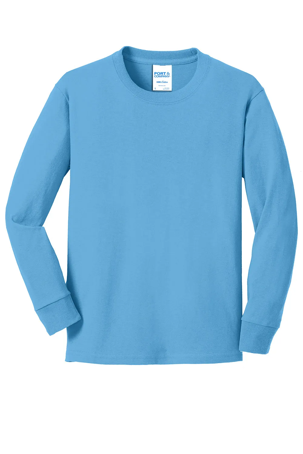 Port & Company Youth Core Long Sleeve Crewneck T-Shirt - Aquatic Blue  Buy the latest Clothing Port-Company