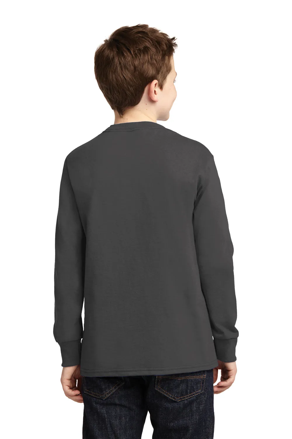 Port & Company Youth Core Long Sleeve Crewneck T-Shirt - Charcoal Grey  Buy the latest Clothing Port-Company