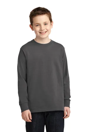 Port & Company Youth Core Long Sleeve Crewneck T-Shirt - Charcoal Grey  Buy the latest Clothing Port-Company