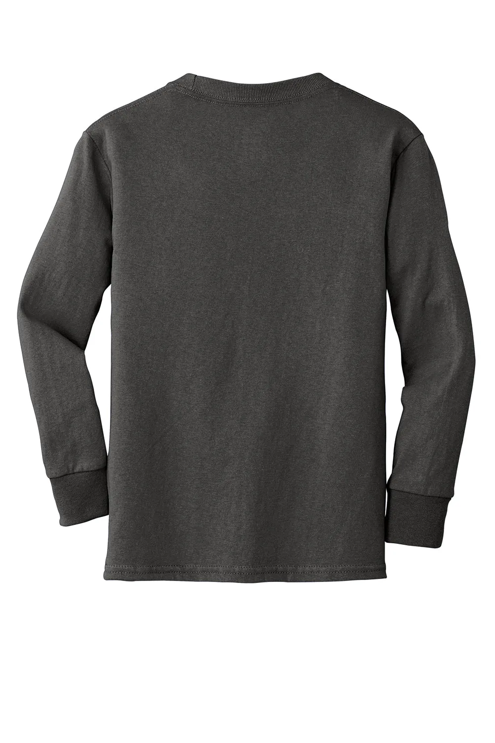 Port & Company Youth Core Long Sleeve Crewneck T-Shirt - Charcoal Grey  Buy the latest Clothing Port-Company